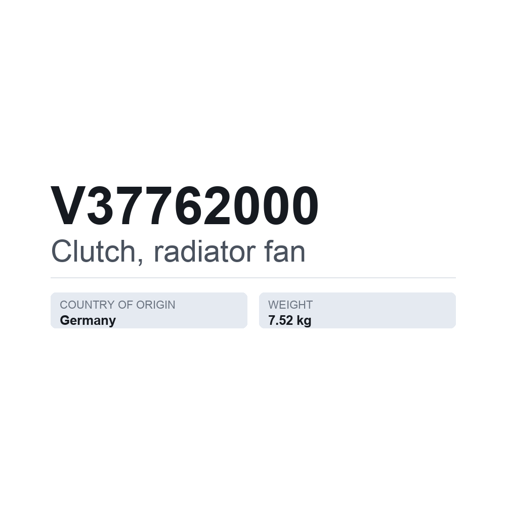 Kupplung, Kühlerlüfter V37762000 — technisches Datenblatt