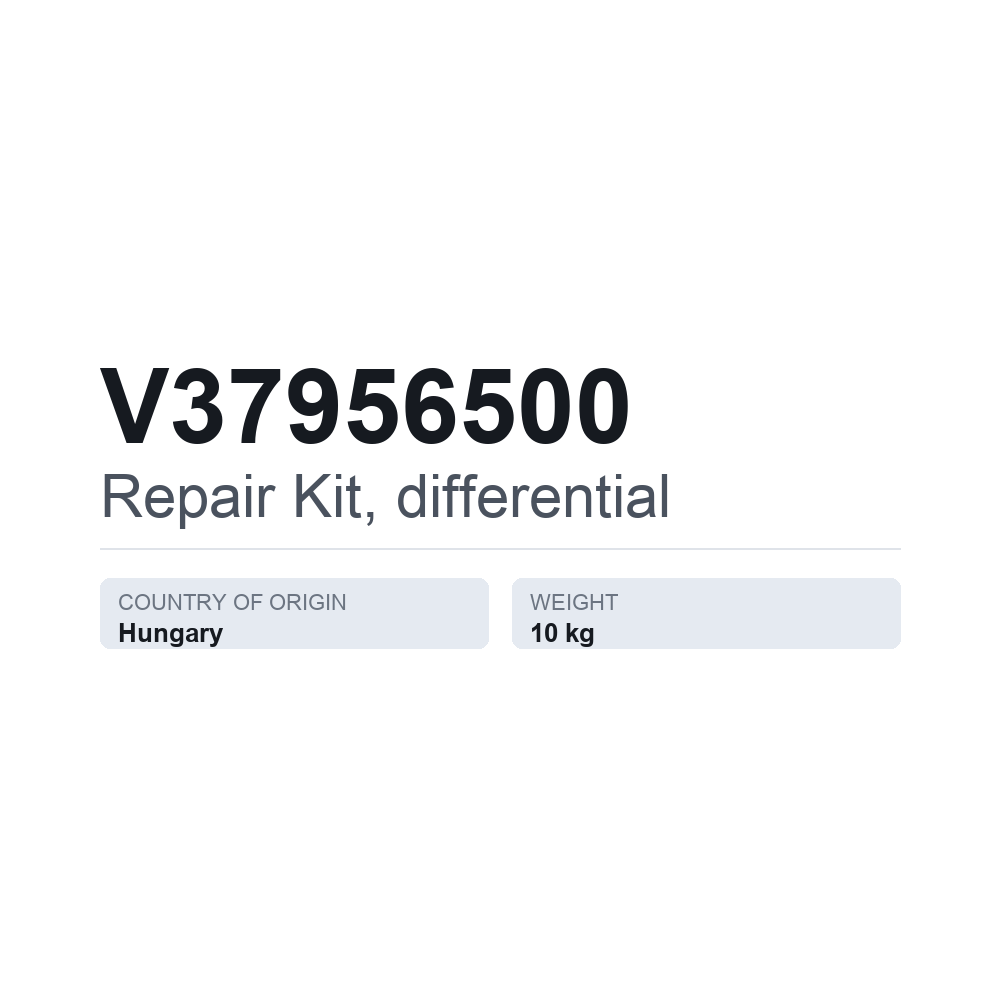 Reparationssæt, differentiale V37956500 — teknisk datablad