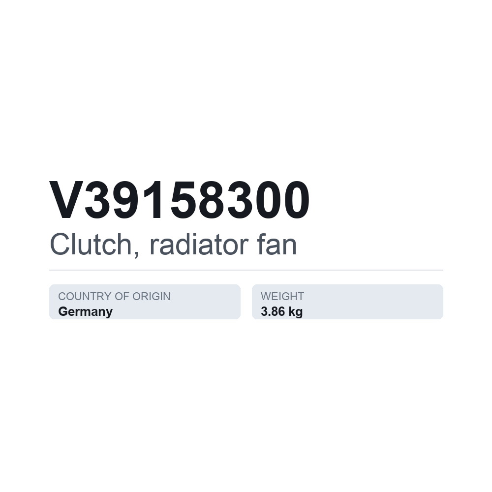 Kupplung, Kühlerlüfter V39158300 — technisches Datenblatt