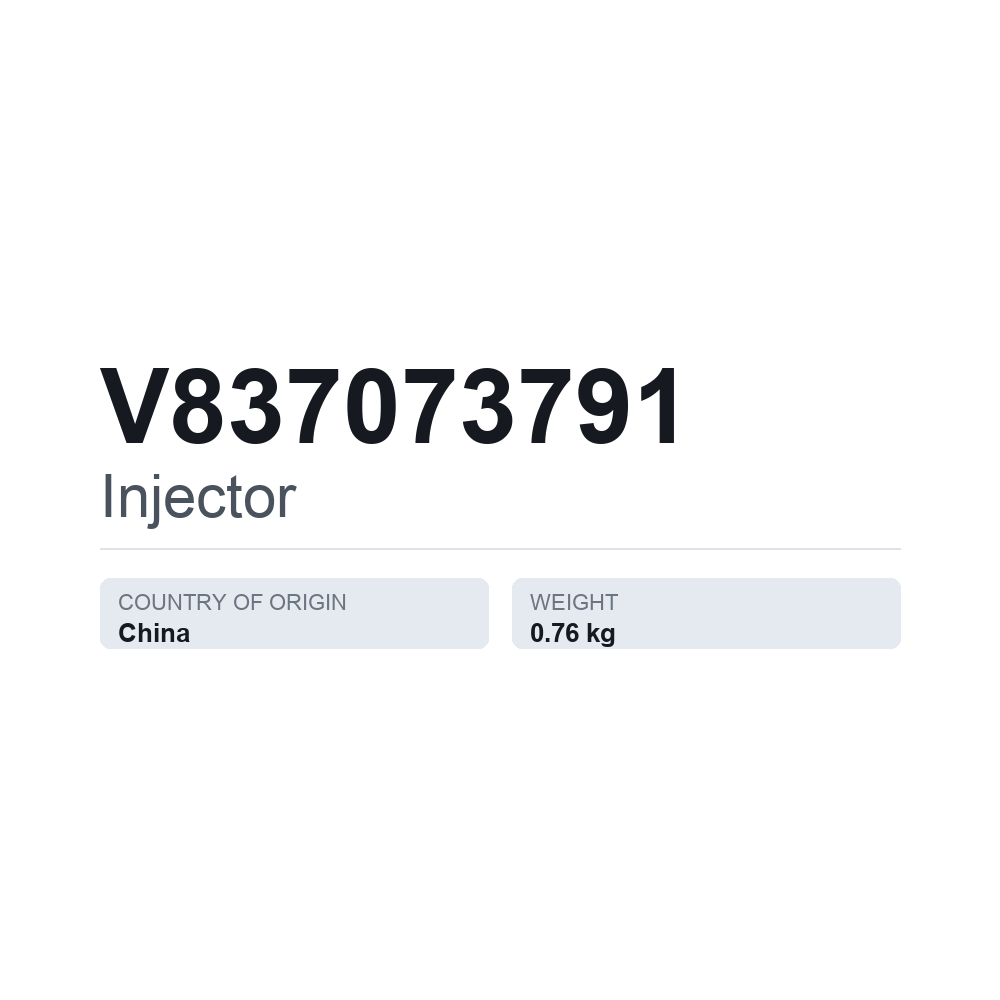 Indsprøjtningsdyse V837073791 — teknisk datablad
