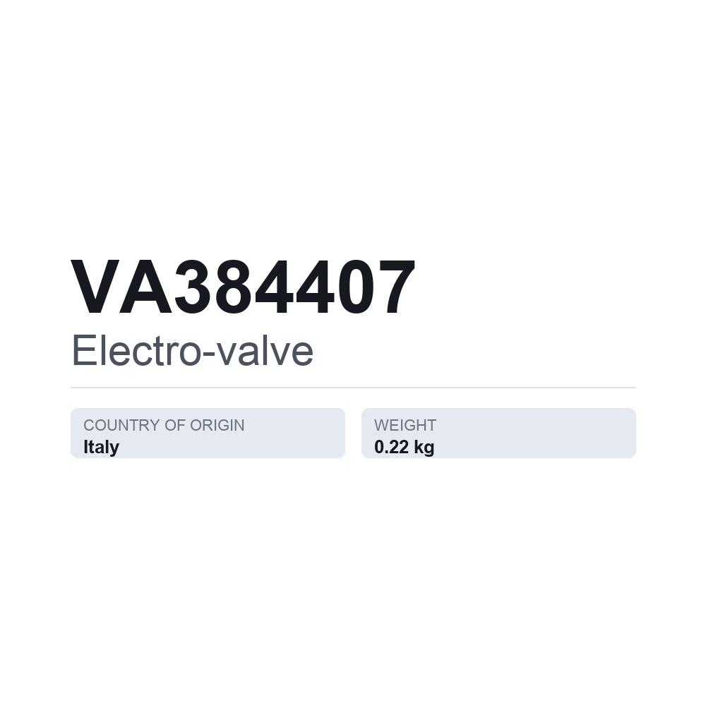 Magnetventil VA384407 — teknisk datablad