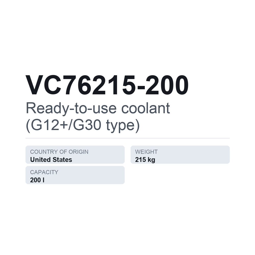 Kühlmittel, gebrauchsfertig (Typ G12+/G30) VC76215-200 — technisches Datenblatt