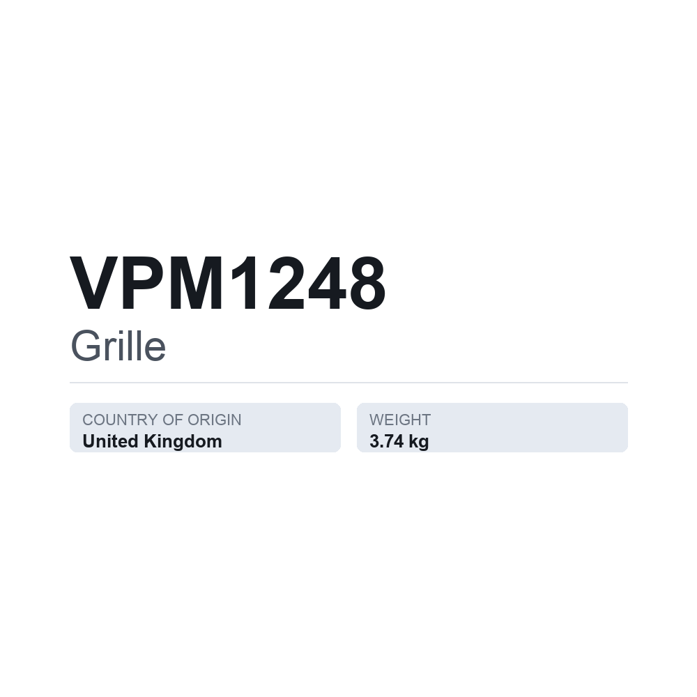 Kølergrill VPM1248 — teknisk datablad