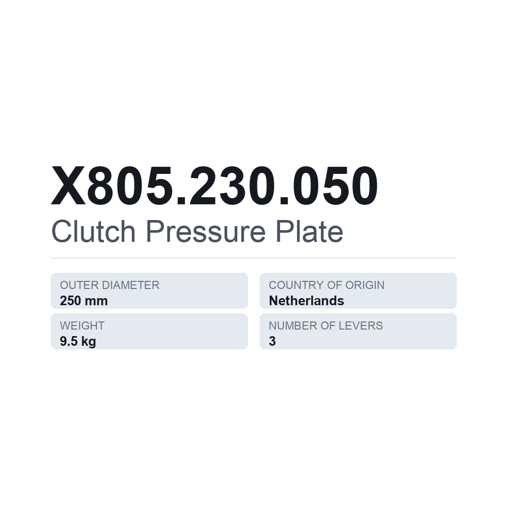 Kupplungsdruckplatte X805.230.050 — technisches Datenblatt
