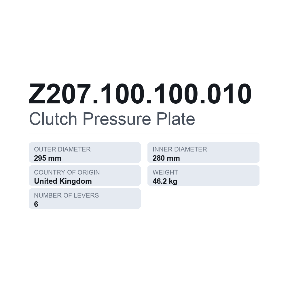 Kupplungsdruckplatte Z207.100.100.010 — technisches Datenblatt