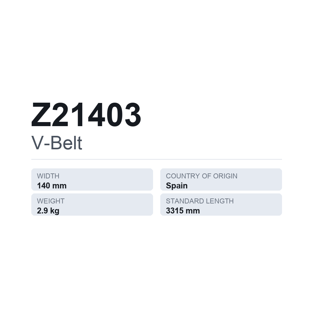 Kiilahihna Z21403 — tekninen tietokortti