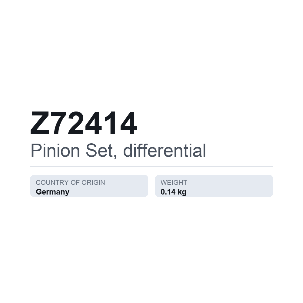 Pinjonsæt, differentiale Z72414 — teknisk datablad