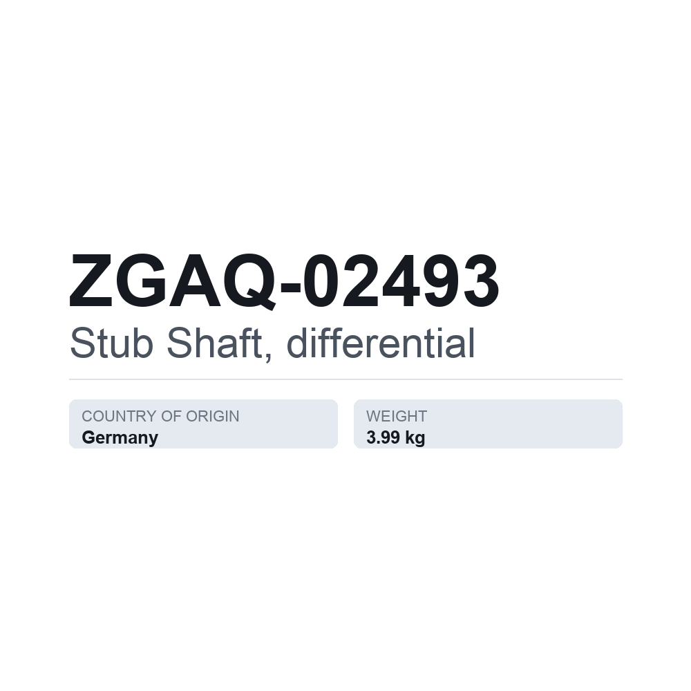 Stikaksel, differentiale ZGAQ-02493 — teknisk datablad