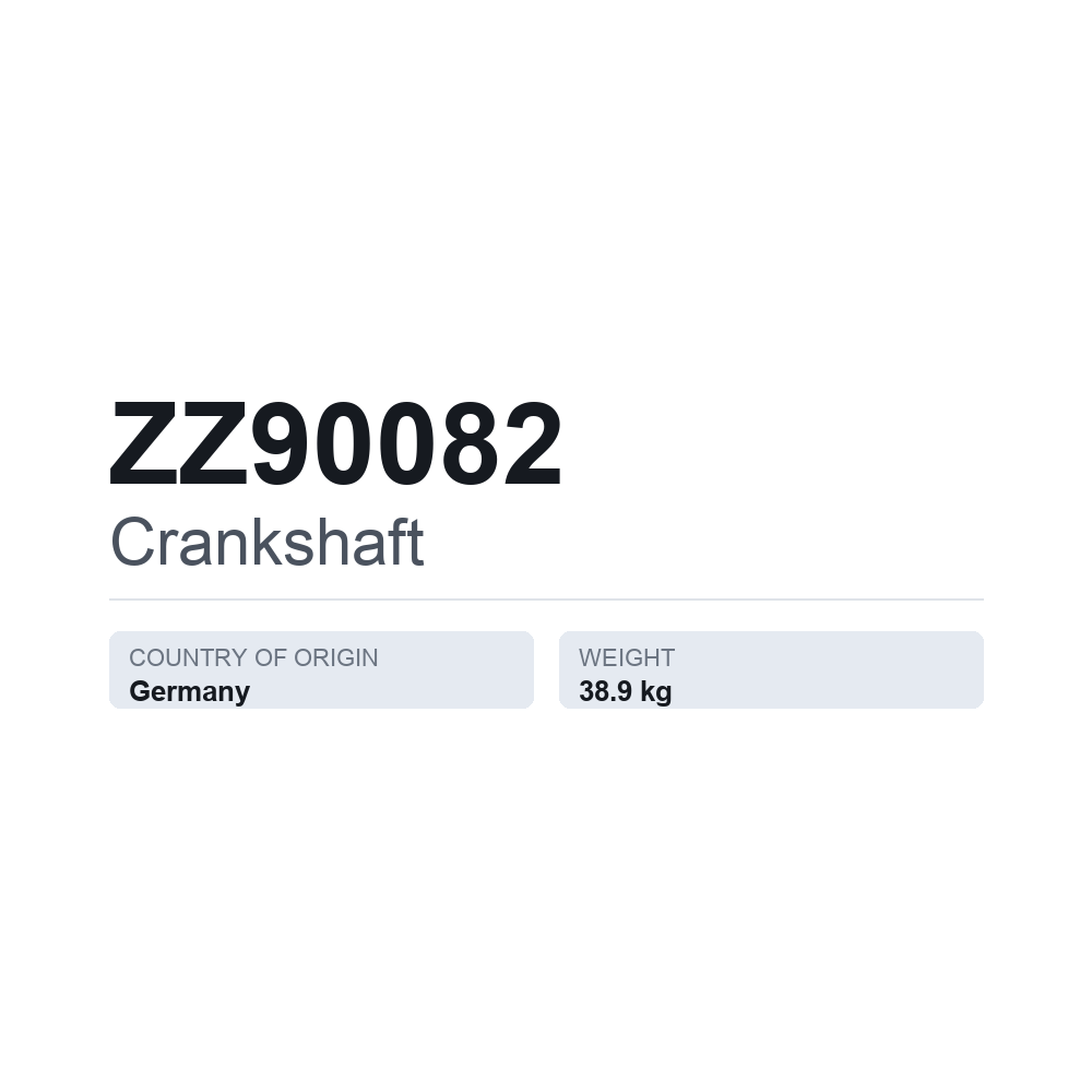 Kampiakseli ZZ90082 — tekninen tietokortti